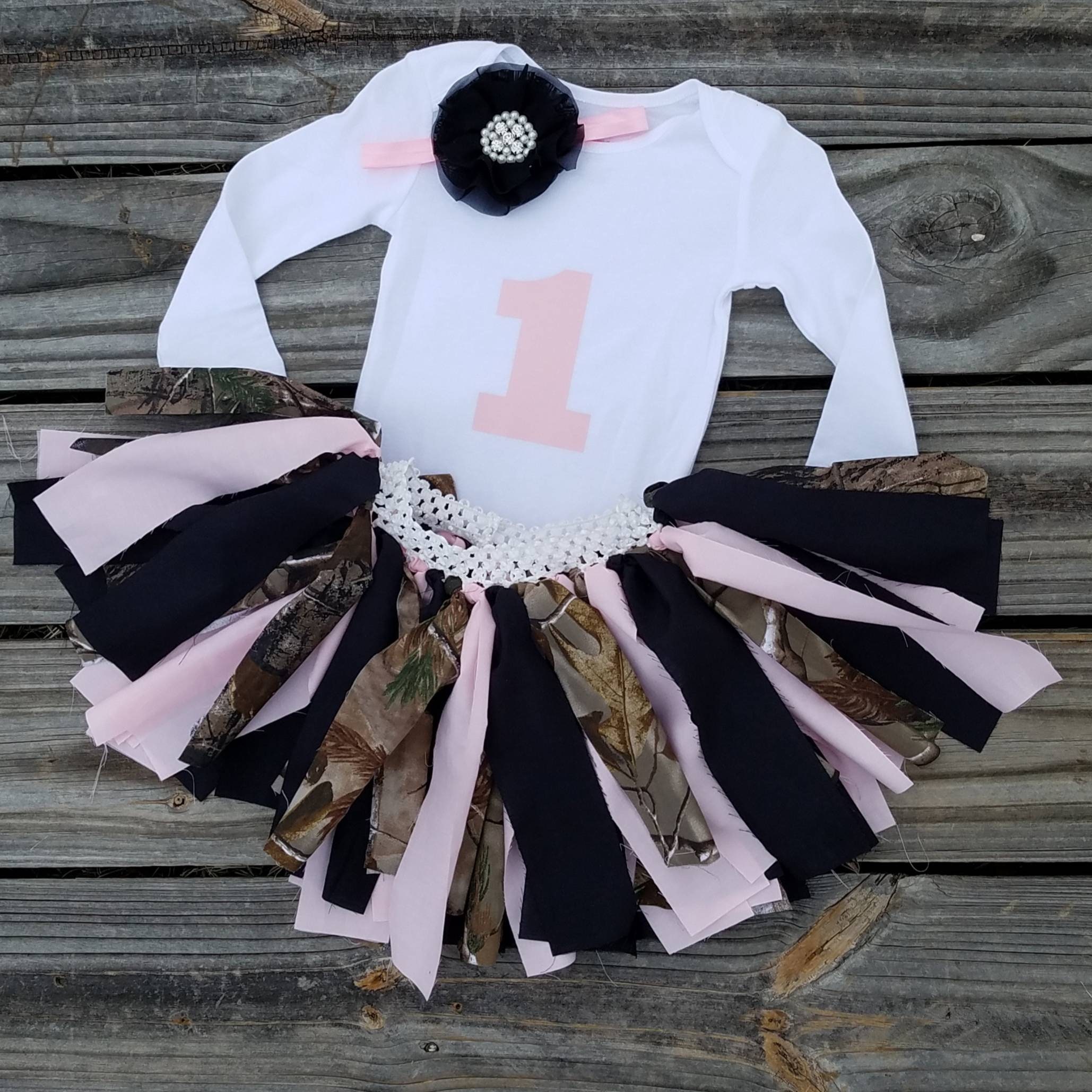 Birthday Girl Outfit Camo Material Tutu 