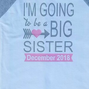 I&#39;m Going To Be A Big Sister Shirt, New Baby Sis, Pregnancy Announcement, Foster Sibling Raglen Tee, Personalized Coming Home Set