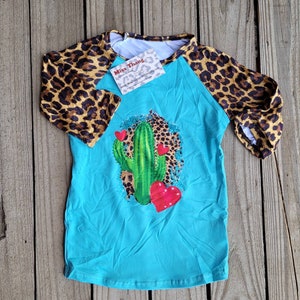 Country Cactus Birthday Shirts for Girls, Western Youth Rodeo Wear, Western Top for Babies, Western Girls Country, Leopard Clothing Toddler