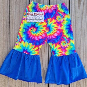 Tie Dyed Bell Bottoms, Rainbow Baby Girl Bell, Girl Bell Bottoms, Toddler Bell Bottom Pants, Boho Bell Bottom, Retro Pant, Groovy Dance Wear
