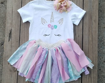 Unicorn Birthday, Unicorn Shirt, Unicorn Party, Unicorn Outfits, Unicorn Theme Gifts, Unicorn Toddler Birthday, Pastels Shabby Chic Tutu