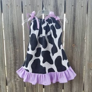 Baby Girls Cow Print Pillowcase Dresses, Toddler Animal Print Dress, Farm Theme Party Dress, Little Girls Dress, Western Wear Birthday Party