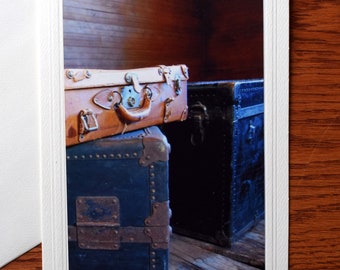 Vintage Suitcases Blank Note Card: 5x7 Rustic Photography, All Occasion