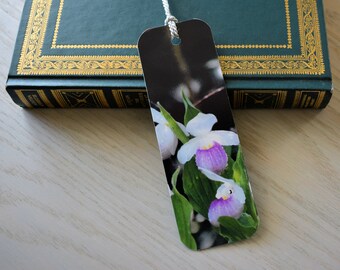 Lady Slipper Flower Bookmark: Spring Nature Photo with Tassel