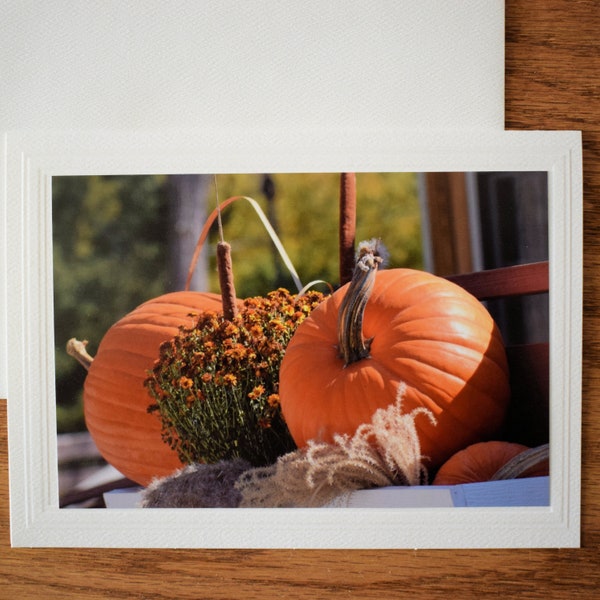 5x7 Rustic Autumn Note Card Featuring Pumpkins; 5x7 Blank Note Card; Seasonal Photo Greeting Card; All Occasion Card