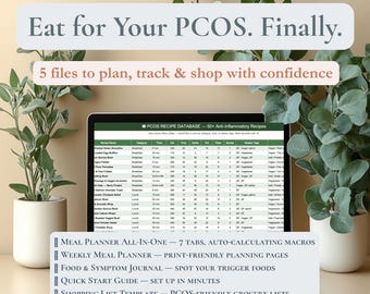 PCOS Mahlzeitenplaner & Zyklus-Tracker Starter Bundle | Food figuratives Journal | BBT-Schaubild | PCOS Diet + Period Tracker Combo Kit