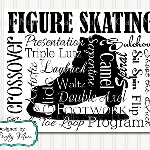 Eiskunstlauf Kunst Silhouette Typografie Kunstwerk Dekor Wand Kunst Terminologie Zeichen 8 x 10 Printable Instant Download