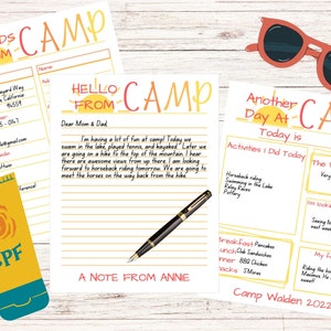 Carta del campamento EDITABLE Páginas de cartas y diarios - Sunshine
