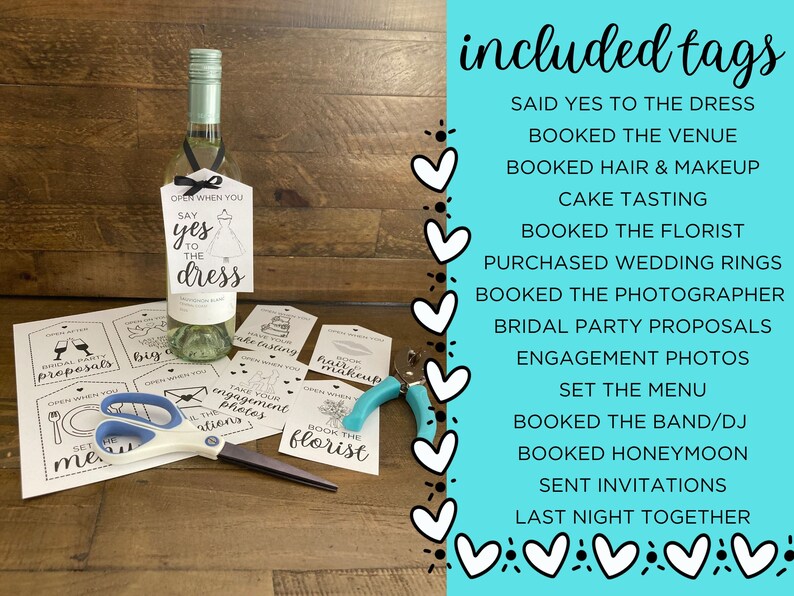 INSTANT DOWNLOAD Wedding Planning Milestone Wine Tags - Bride to Be ...