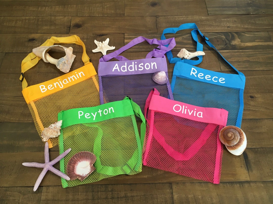 Personalized Mesh Seashell Collecting Bag Shell Tote Valentine Easter