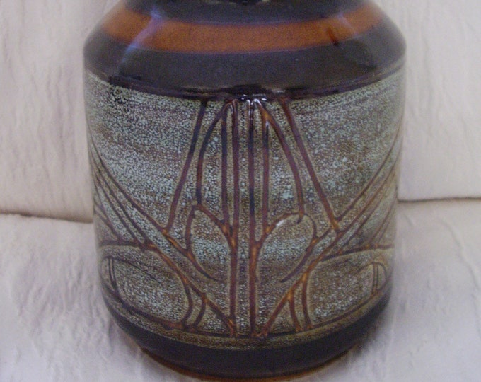 Celtic Pottery Newlyn Cornwall Brown Green Medallion Vase by Etsy UK