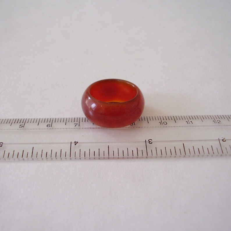 US size 6 Ring Carnelian Carved /& Polished Gemstone Dark Orange Brown Wide Plain Band UK Size K