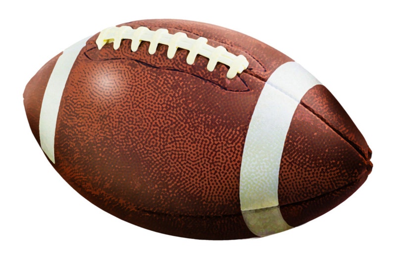 Puede incluir: Un bal&oacute;n de f&uacute;tbol de cuero marr&oacute;n con cordones y rayas blancas.