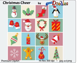 Christmas clipart ~ Christmas clip art ~ Santa Claus, Reindeer, and Christmas tree classic xmas images for holiday projects.