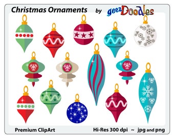 Christmas clip art ~ Christmas Ornament clipart ~ Xmas decorations for  Christmas arts and crafts projects.