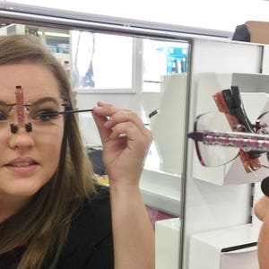 The only helper that really works - Apply eye makeup wearing your own glasses! Makeup Tool. SpecsUp - Perfect Gift for Women.