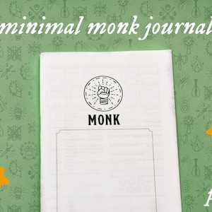 minimal monk journal for dnd 5e - printable/fillable pdf - avalondivineart