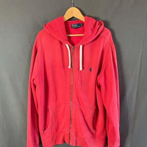 Vintage POLO RL Ralph Lauren Red Zip up Hoody Man, Woman, Teen