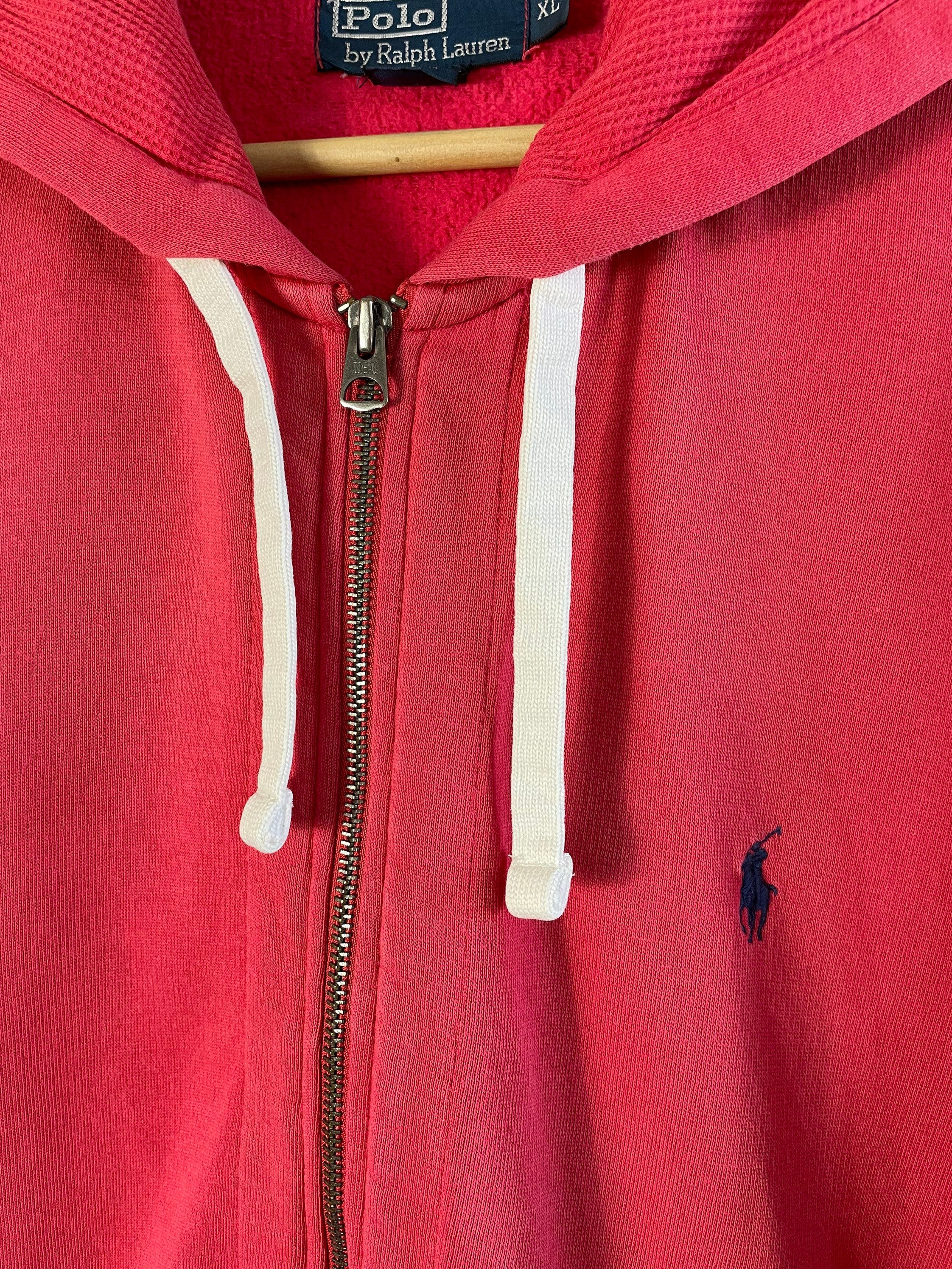 Vintage POLO RL Ralph Lauren Red Zip up Hoody Man, Woman