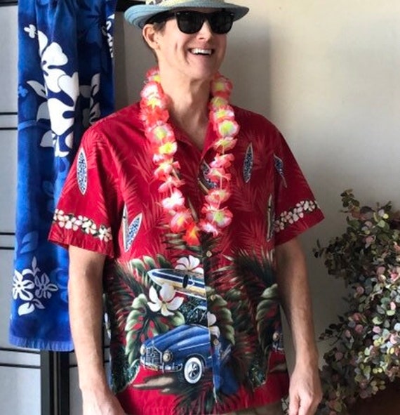 Vintage Hawaiian Shirt with Hula Girls, Exotic Fl… - image 4