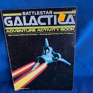 Vintage 70’s Battlestar Galactica Adventure Activity & Coloring Book 1978 Universal City Studios, Inc. TV Toy, Space, Boy, Girl, Party Gift