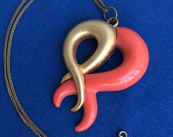 Vintage Abstrakte Kunst Halskette und Anhänger 60s Mod 70s Moderner Schmuck, Frau