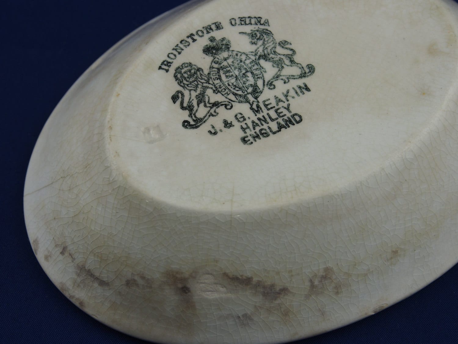 Old Stained Crazing Ironstone Plate Antique Ironstone Dishes. Vintage J /& G Meakin Hanley England White Ironstone Plate