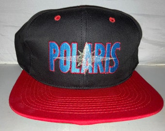 Berretto con cappello Snapback vintage Polaris Motorsports ATV fuoristrada motoslitta raro anni '90 MADE In USA deadstock