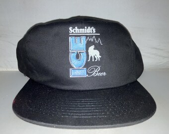 Vintage Schmidt’s Ice Beer Snapback hat cap 80s 90s beer alcohol party college frat