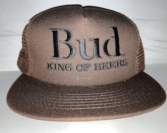 Vintage Style Budweiser Trucker Hat // Red Mesh Snapback Cap