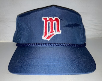 VTG 1950s MLB SMALL Navy Wool Blend Felt Minnesota Twins BASEBALL CAP USA Flaws VTG 1960s MLB LARGE Navy Wool Blend Felt Minnesota Twins  main image 3