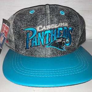 Vintage Carolina Panthers Leather Snapback hat cap rare 90s NFL football deadstock