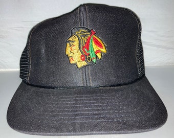 Vintage Chicago Blackhawks Snapback hat cap rare 80s 90s NHL Hockey trucker mesh