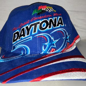 Vintage 2001 Daytona 500 Nascar Snapback hat cap rare 90s Winston Cup big logo all over print