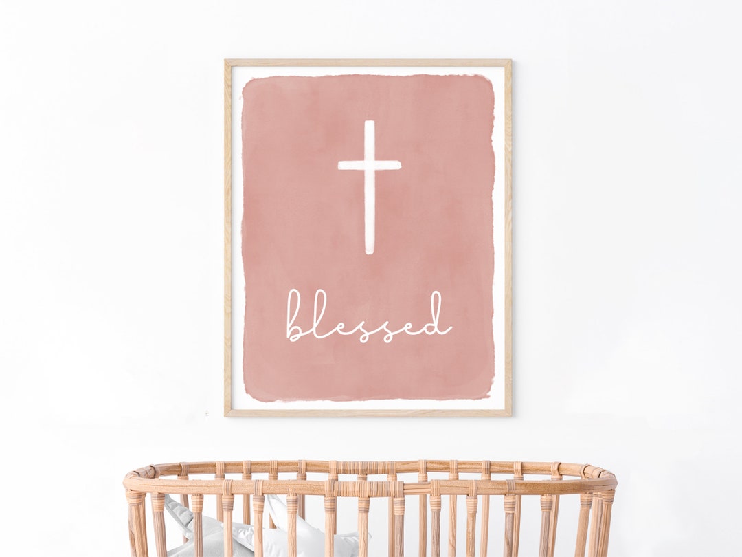 Christian Nursery Printable, Baby Girl Decor, Boho Wall Art, Soft Pink ...