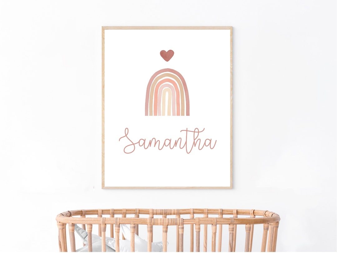 Personalized Nursery Printable, Baby Girl Decor, Boho Wall Art, Pink ...