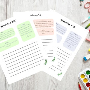 Kinderbuch der Enthüllungen 3 Tage Devotional Arbeitsblätter, Kinder Bibelverse, Christliche Schule zum Ausdrucken, Set von 3 Blättern DIGITAL DOWNLOAD