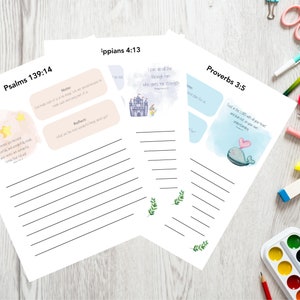 40 Tage Andachtsarbeitsblätter für Kinder, Bibelverse für Kinder, christliche Schule zum Ausdrucken DIY, Set mit 40 Blättern, Bibelstudium DIGITAL DOWNLOAD