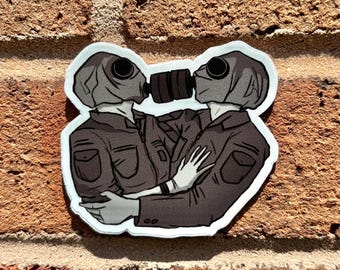 Apocalypse Kiss Sticker | Gas Mask Dystopian Romance Vinyl Decal