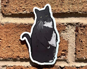 Fat Cat Sticker | Chubby Kitty Vinyl Weatherproof Gift for Cat Lover
