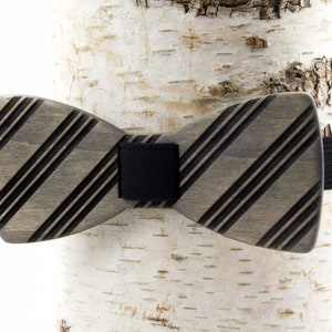 Stripes Wooden Bow Tie image 3