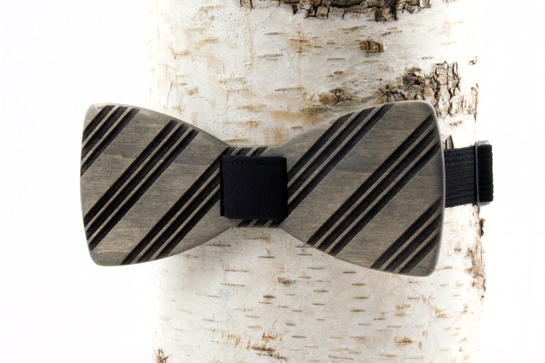 Stripes Wooden Bow Tie image 3