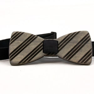 Stripes Wooden Bow Tie image 4