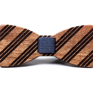 Stripes Wooden Bow Tie image 1