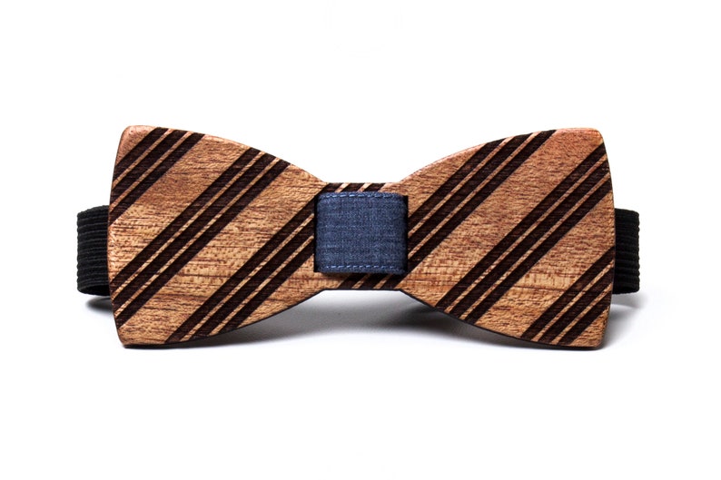 Stripes Wooden Bow Tie image 1