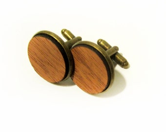 Mahogany Wood Cuff Link Pair (2) - Handmade Wooden Cuff Link