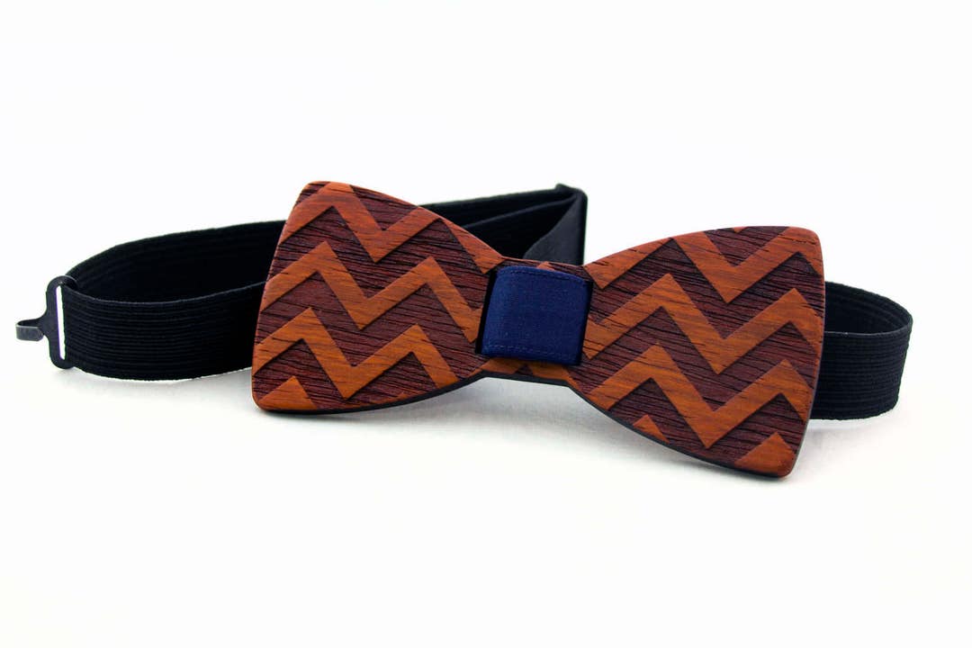 Brown Chevron Cotton Bow Tie main image 1