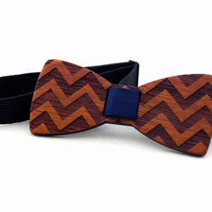 Chevron Wooden Bow Tie image 1