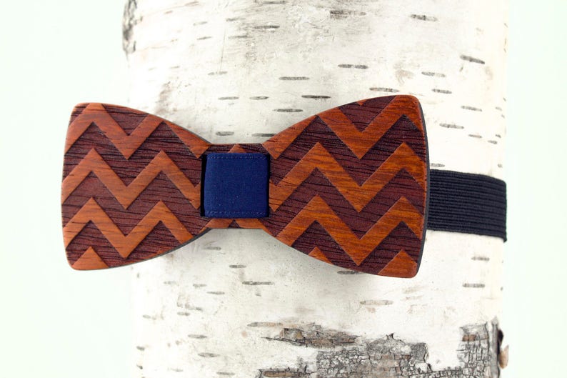 Chevron Wooden Bow Tie image 2