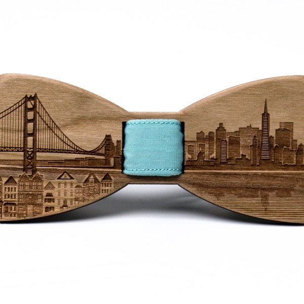 San Francisco California Skyline - Wooden Bow Tie